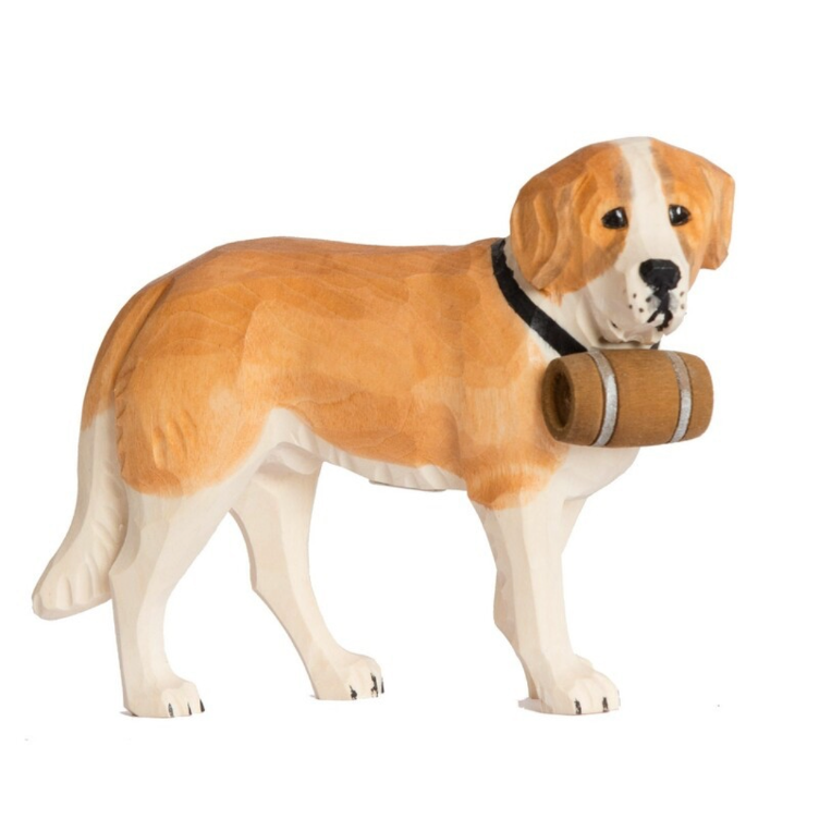 Saint Bernard debout avec un tonneau