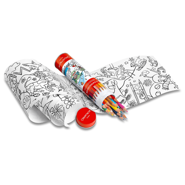 Caran d`Ache 18 Swisscolor watercolor pencils with poster