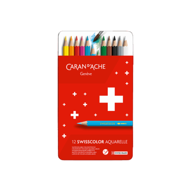 Caran d`Ache Swisscolor Watercolor Pencils, 12 pieces