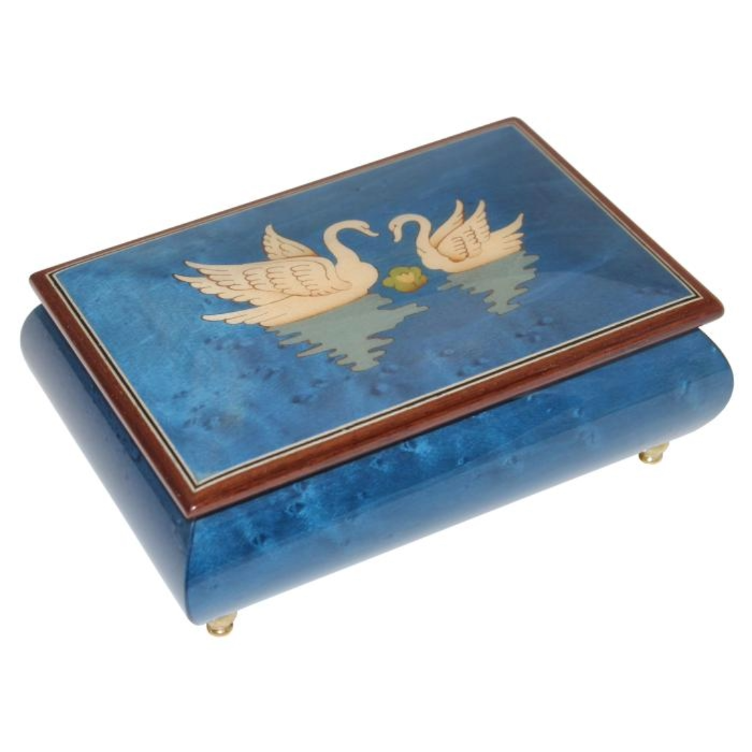 Music Box Intarsia Swans Blue