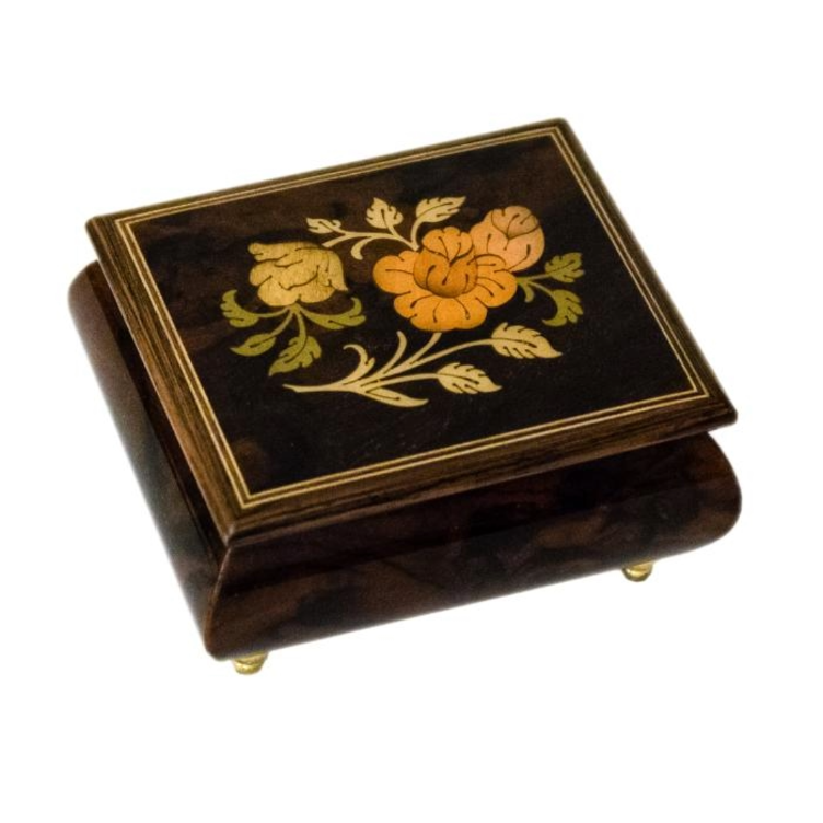 Boîte à musique Intarsia Fleurs