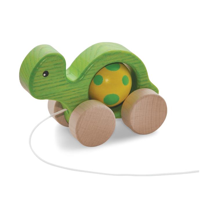 Jouet à tirer tortue verte