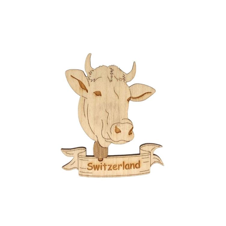 Aimant tête de vache en bois