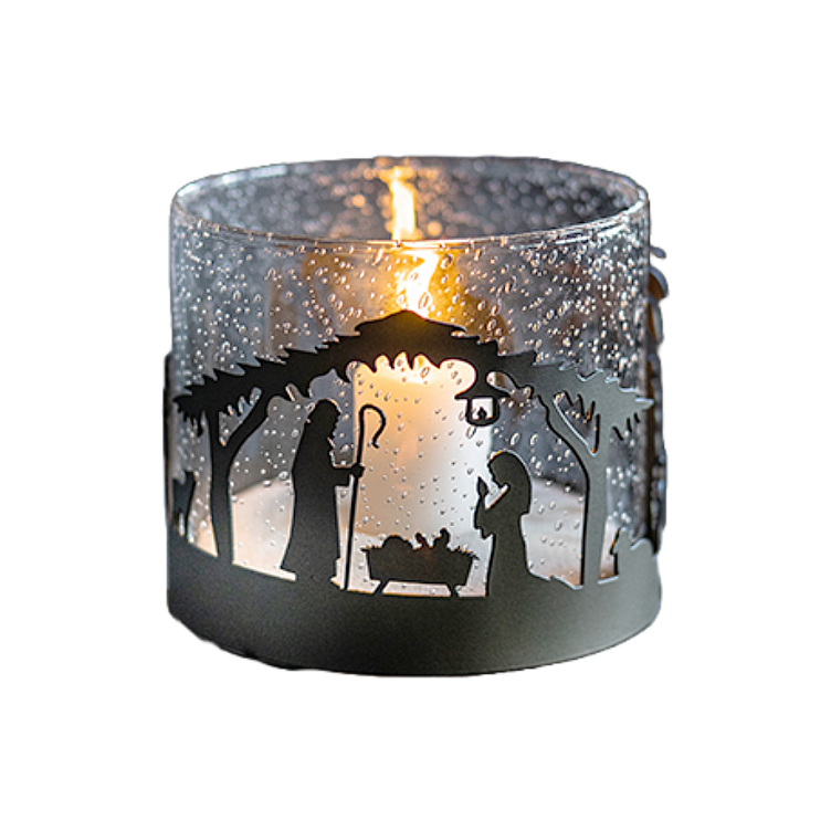 Glasi Hergiswil Lantern Nativity Scene with Candle