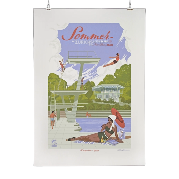 Poster A1 Letzigraben with diving tower by Tayra Cannizzaro
