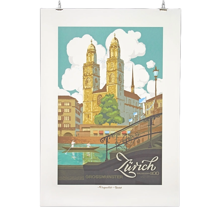 Poster A1 Grossmünster with bridge by Tayra Cannizzaro