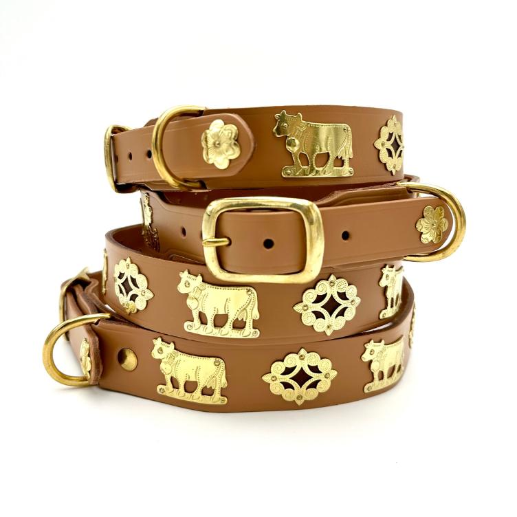 Collare per cani Appenzeller, color cognac, largo