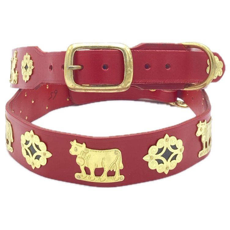 Hundehalsband 3.5 Rot Schnalle gold