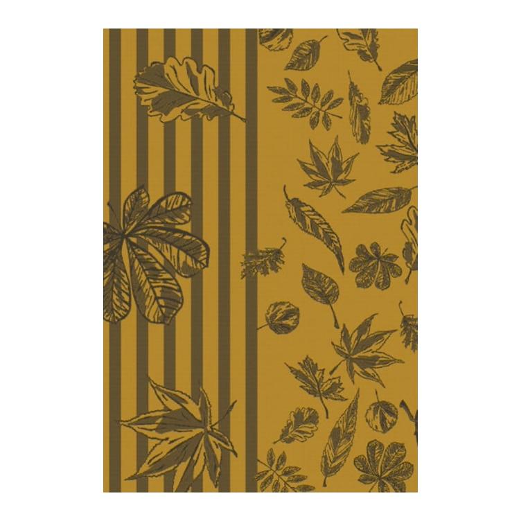 _Kitchen towel leaves mustard/black - 0