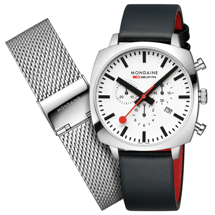 Mondaine Montre Grand Coussin Set Noir