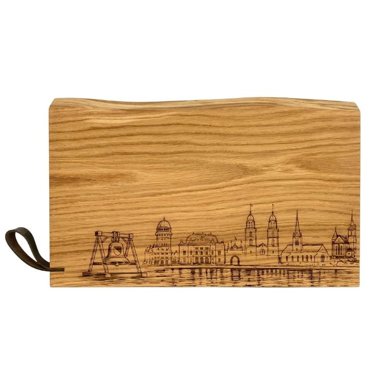 Holz-Schneidebrett Sächsilüüte 40x24x3cm, Eichenholz Panorama Knife