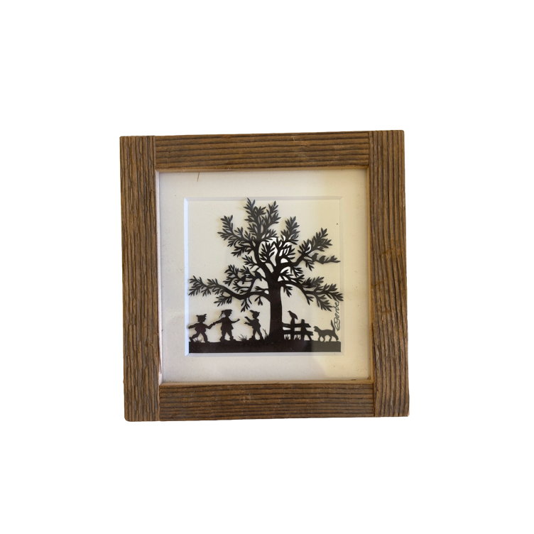 Scherenschnitt 12x12 Baum mit Kinder