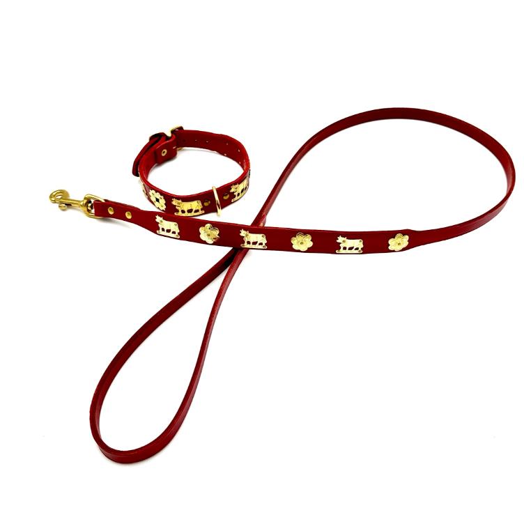 Hundehalsband 2.5cm Rot Schnalle gold - 5