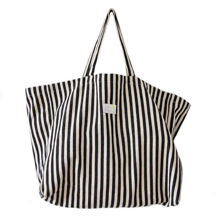 Sac en coton rayé noir Lili Pepper