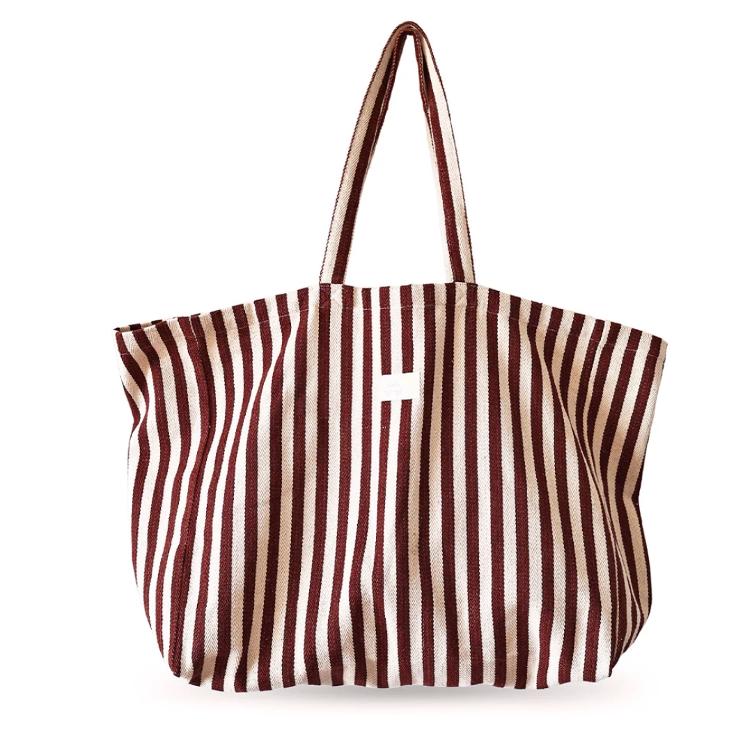 Lili Pepper Cotton Bag Stripes Maroon